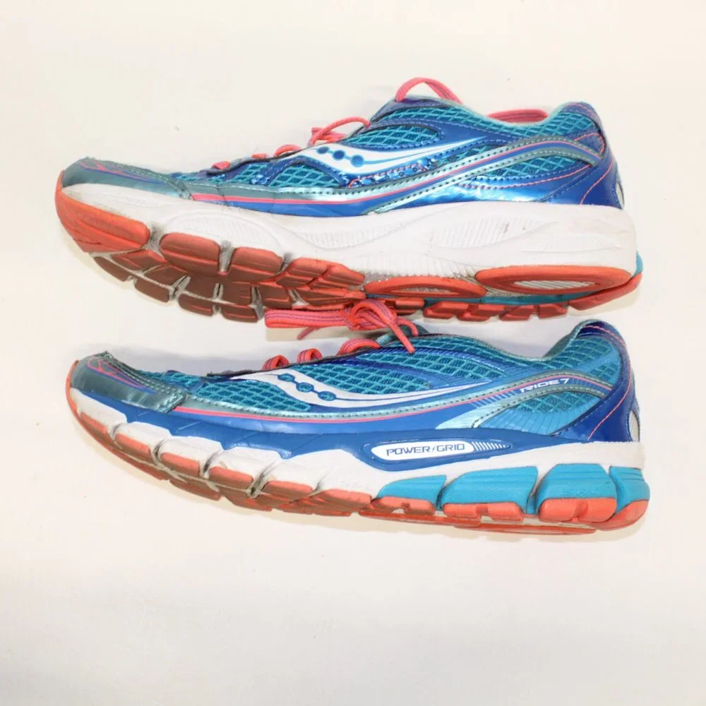 Saucony Ride 7 Running Shoes Turquoise Blue Coral OrangeS10241-1 Womens Size 9M - Picture 6 of 11